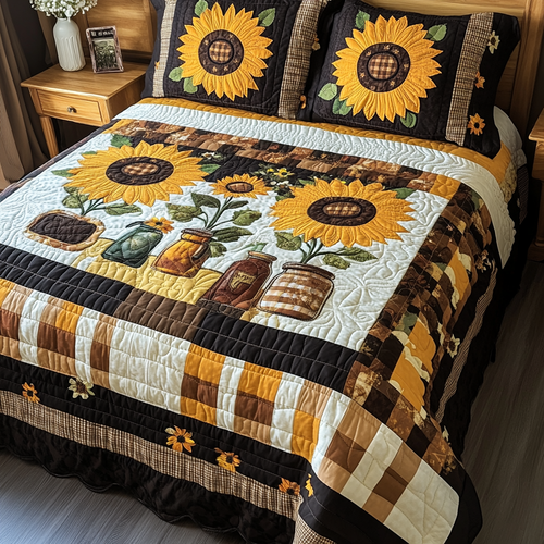 Autumn Petals 3-Piece Quilted Bedding Set - Single (59" x 70")