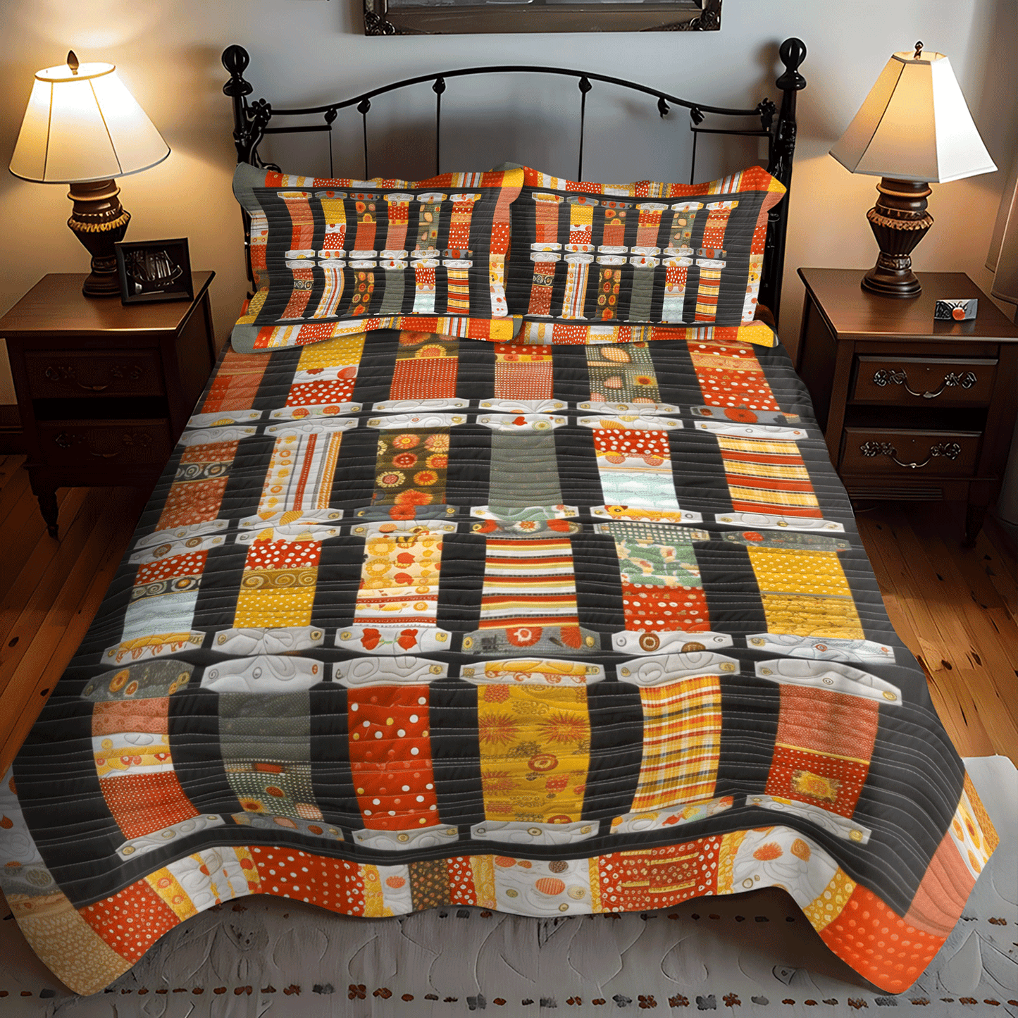 Autumn Threads 3-Piece Quilted Bedding Set - Single (59" x 70")