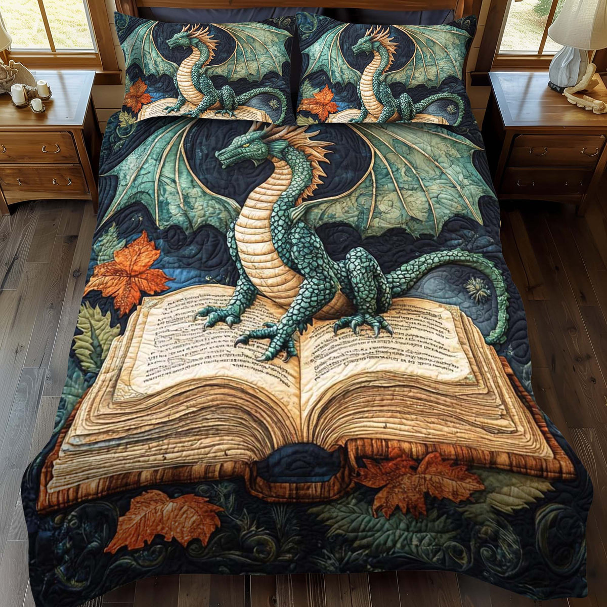 Azure Flame 3-Piece Quilted Bedding Set - Single (59" x 70")