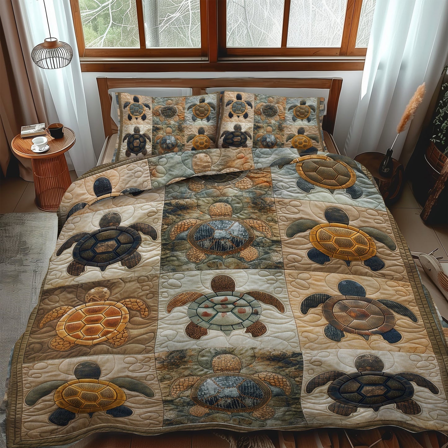 Single (59'' x 70'') /Turtles Journey 3-Piece Quilted Bedding Set