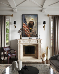Bald Eagle With American Flag Framed Patriotic Wall Art