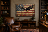 Bald Eagle And American Flag Framed Canvas Wall Art