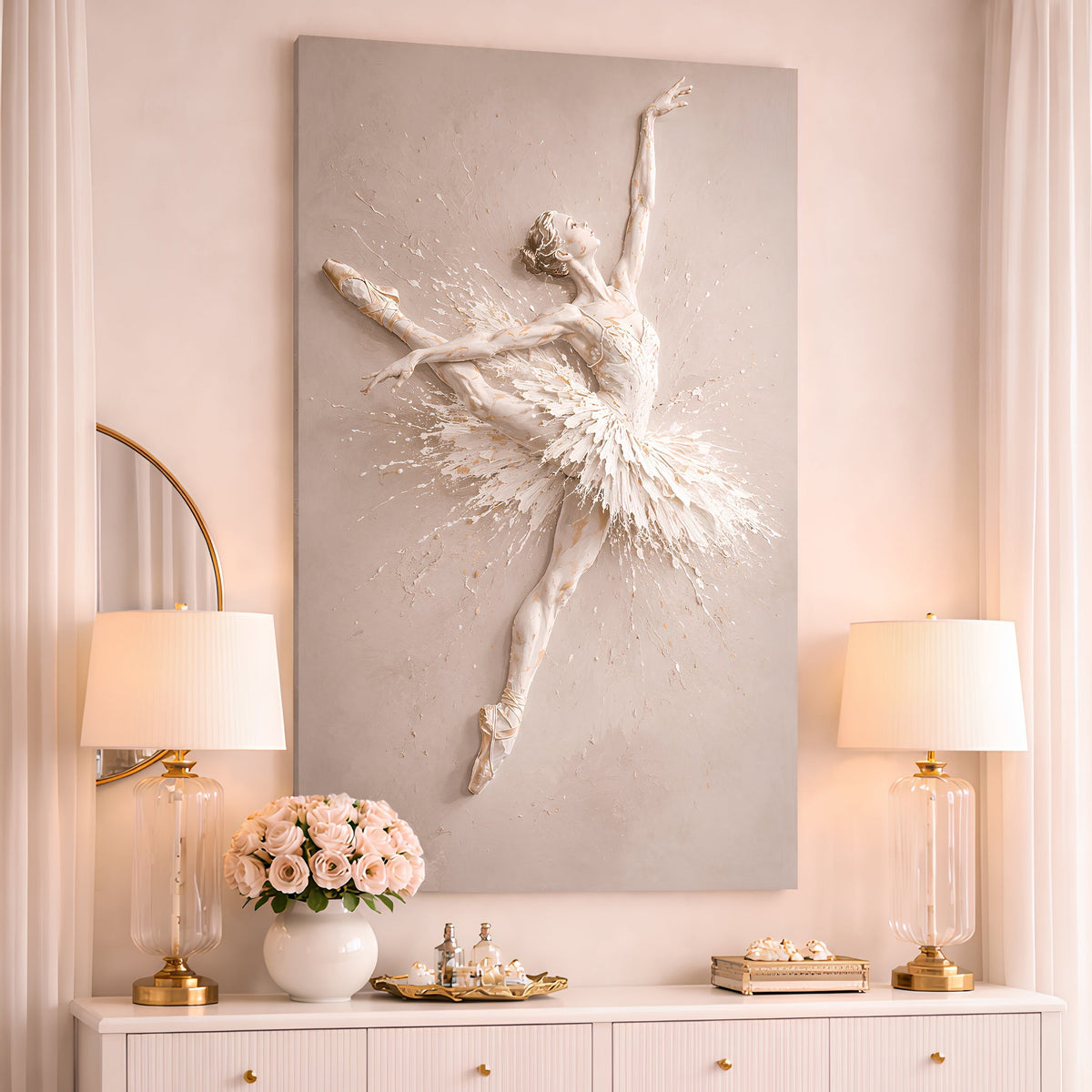 White Ballet Dancer — Single Figure Wall Art II