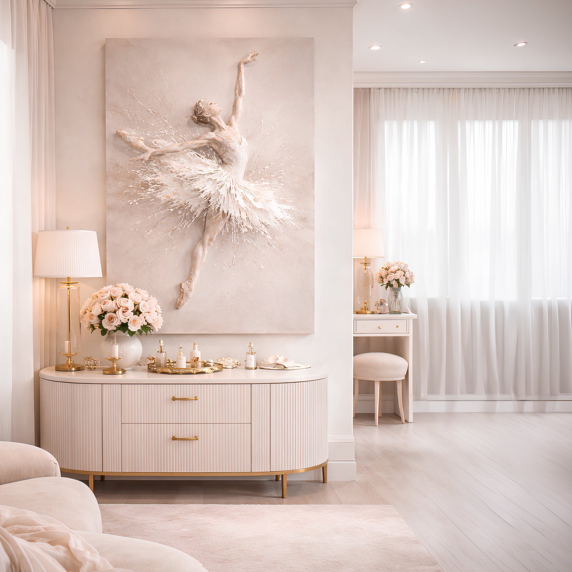 White Ballet Dancer — Single Figure Wall Art II