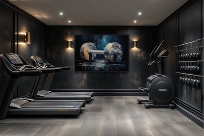 Barbell Graffiti Painting Home Gym Framed Canvas Wall Art