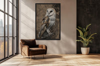 Barn Owl Framed Canvas Wall Art