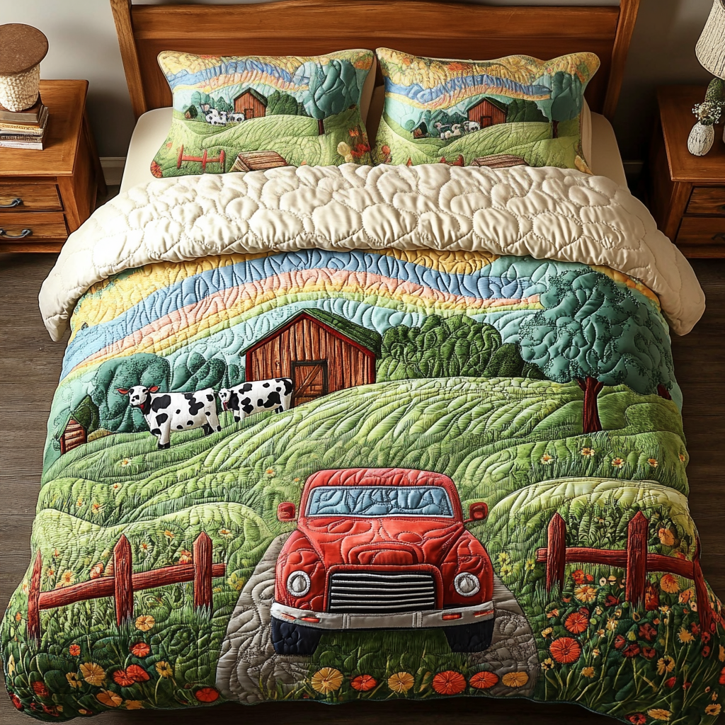 Barn Blessings 3-Piece Quilted Bedding Set - Single (59" x 70")