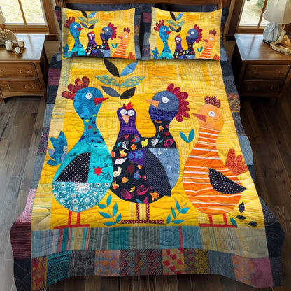 Single (59'' x 70'') /Rooster Meeting 3-Piece Quilted Bedding Set
