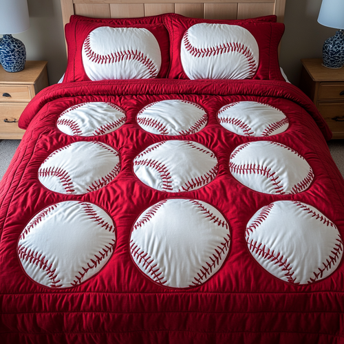 Bases Loaded 3-Piece Quilted Bedding Set - Single (59" x 70")