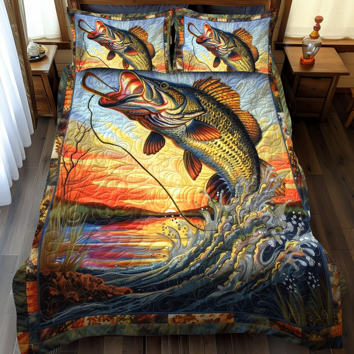 Bass Bounty 3-Piece Quilted Bedding Set - Single (59" x 70")