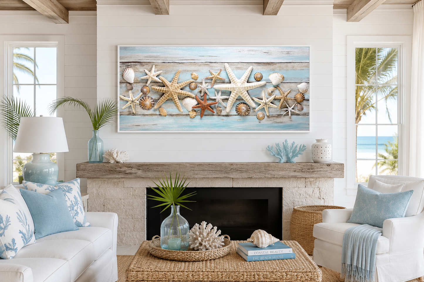 Starfish and Seashells Wall Art – Coastal Wall Decor | Beach House Art