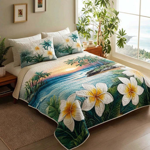 Beach Serenity 3-Piece Quilted Bedding Set - Single (59" x 70")