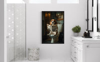 Beagle On The Toilet Reading Newspaper Picture Canvas Wall Art