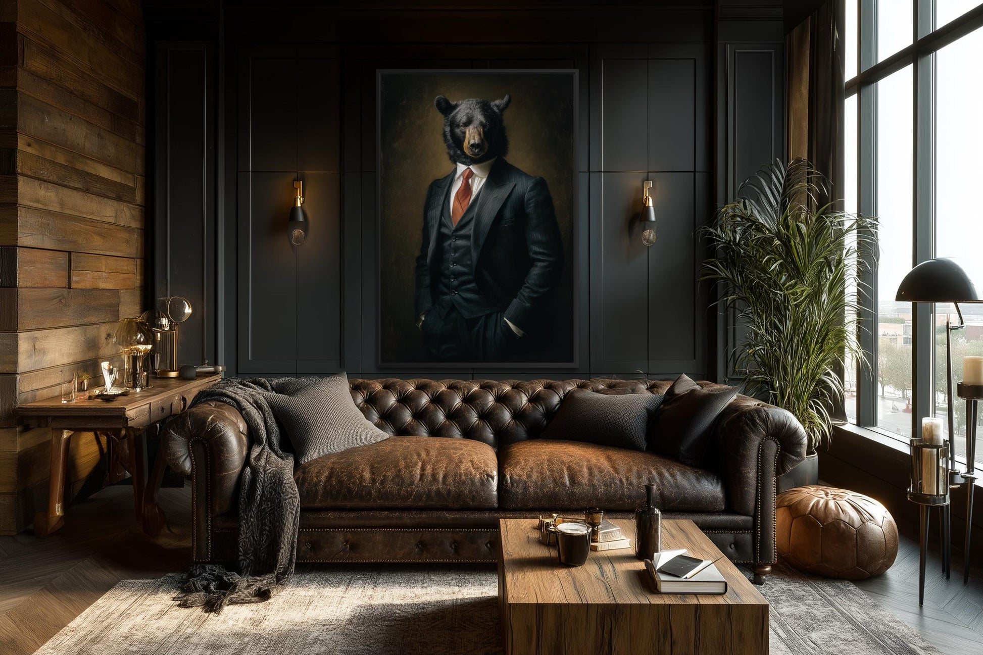 Bear Boss Wall Art – Powerful Bear Painting Canvas | Mens Office Decor
