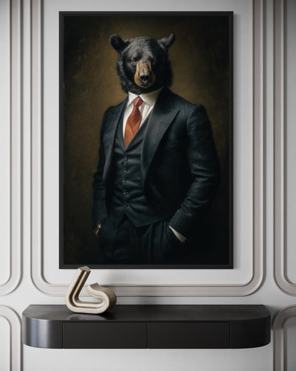 Bear Boss Wall Art – Powerful Bear Painting Canvas | Mens Office Decor