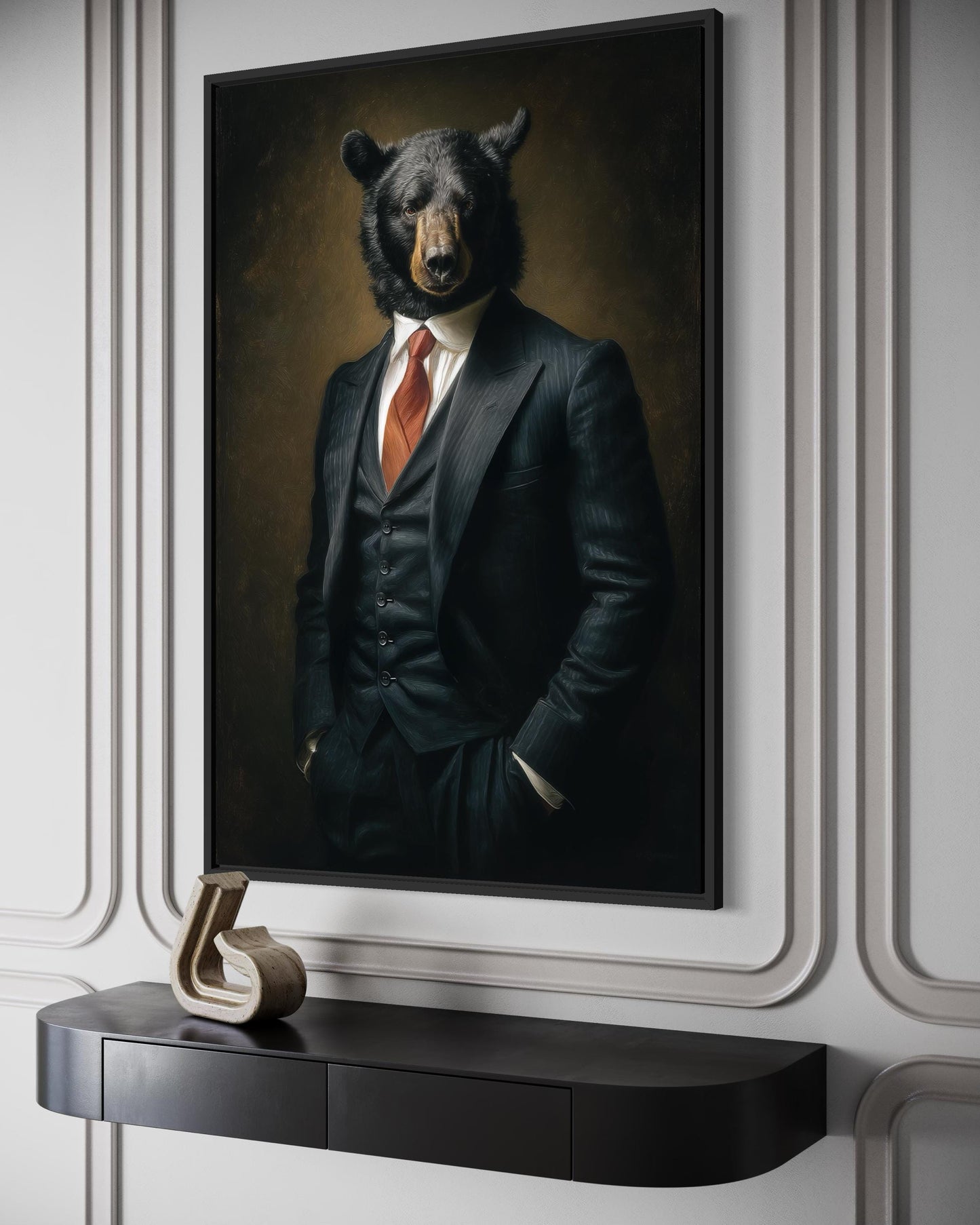 Bear Boss Wall Art – Powerful Bear Painting Canvas | Mens Office Decor