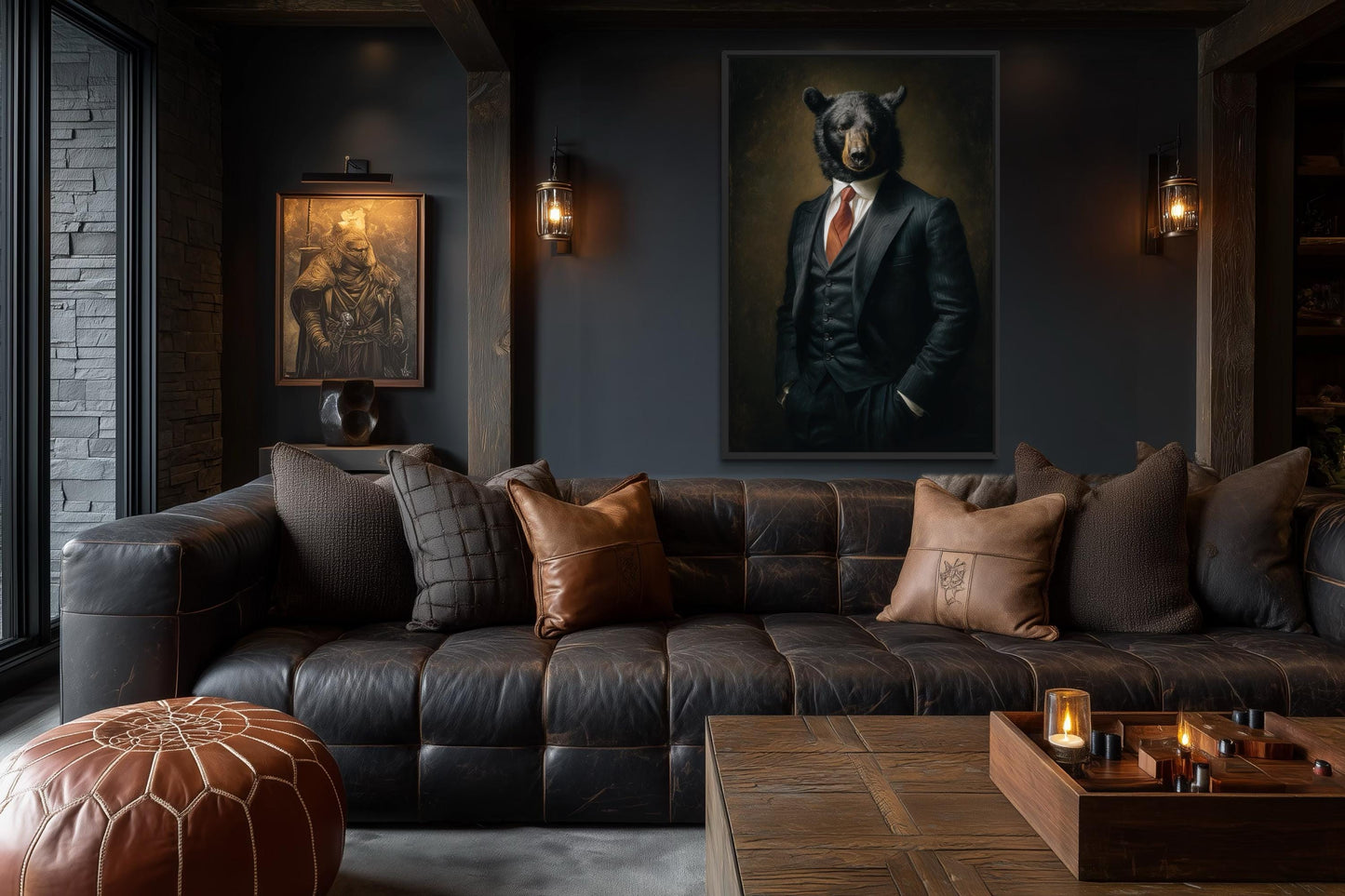 Bear Boss Wall Art – Powerful Bear Painting Canvas | Mens Office Decor