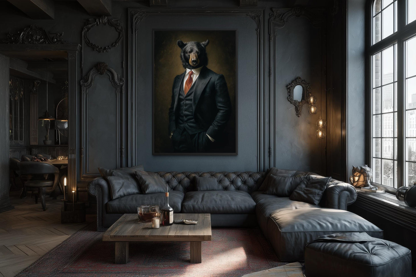 Bear Boss Wall Art – Powerful Bear Painting Canvas | Mens Office Decor