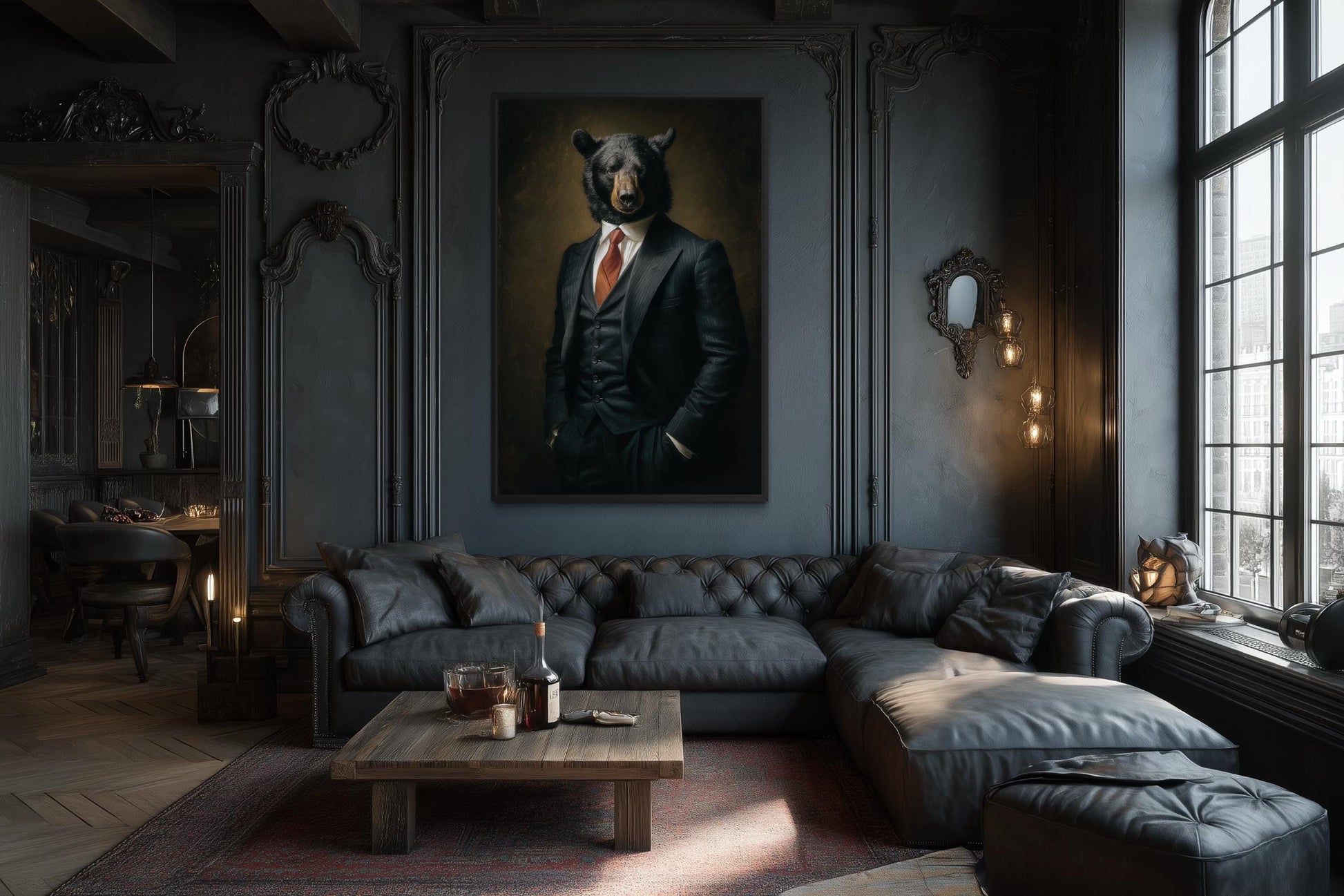 Bear Boss Wall Art – Powerful Bear Painting Canvas | Mens Office Decor