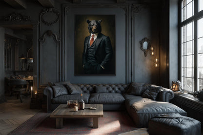 Bear Boss Wall Art – Powerful Bear Painting Canvas | Mens Office Decor