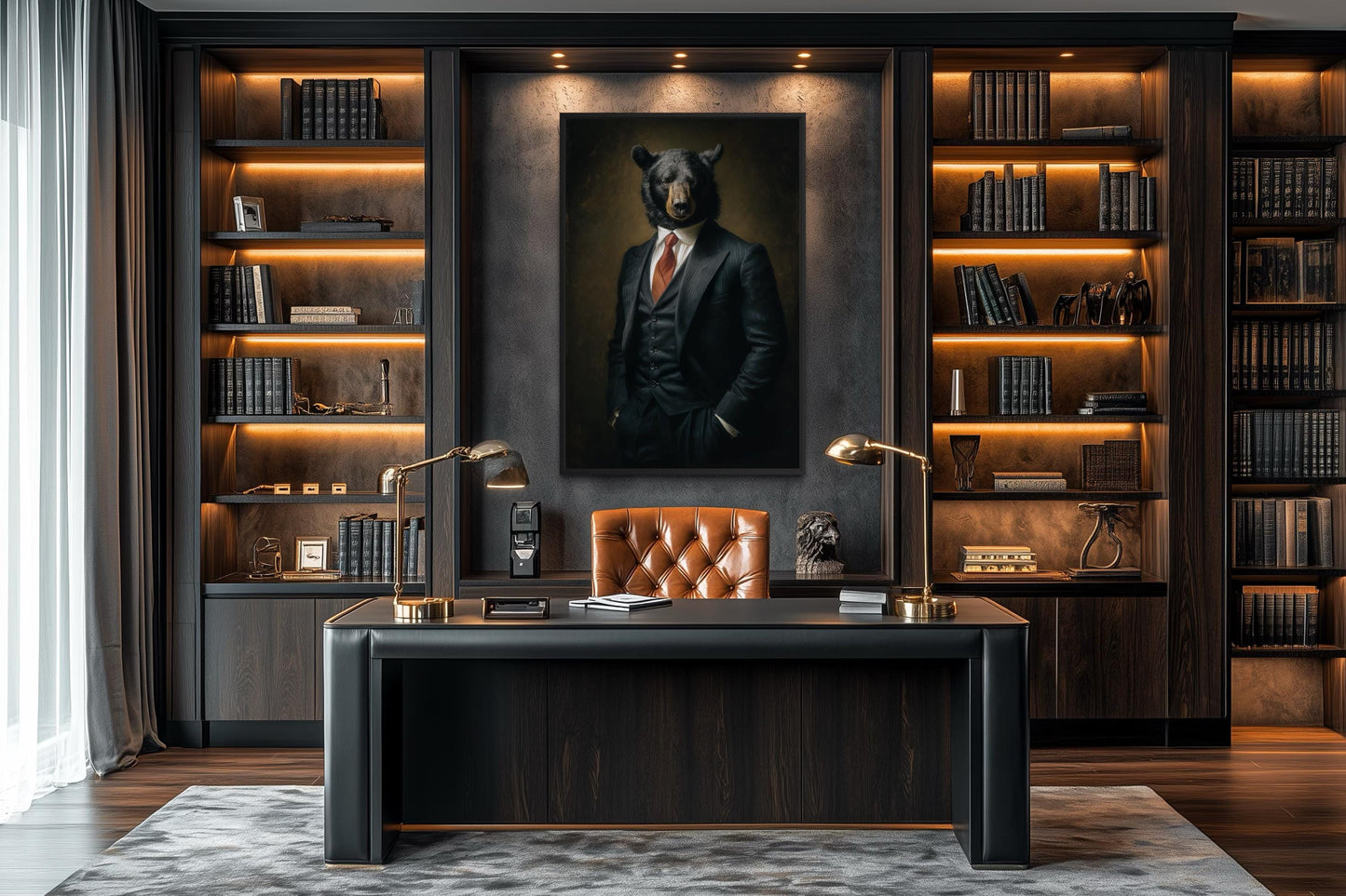 Bear Boss Wall Art – Powerful Bear Painting Canvas | Mens Office Decor