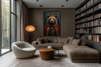 Bear With Crown And Robe Victorian Portrait Wall Art