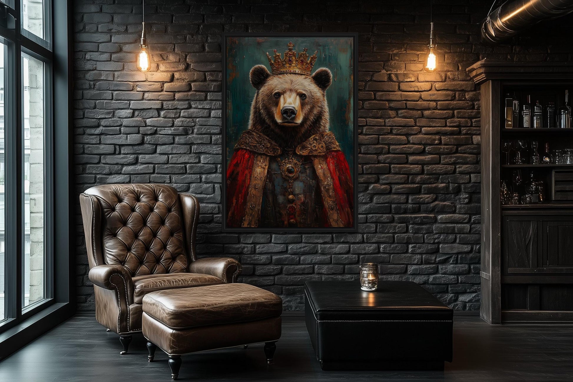 Bear With Crown And Robe Victorian Portrait Wall Art