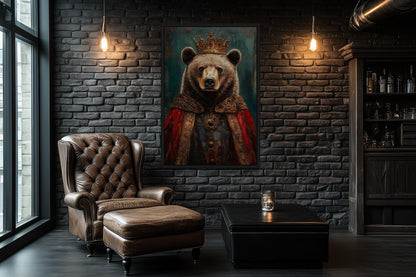 Bear With Crown And Robe Victorian Portrait Wall Art