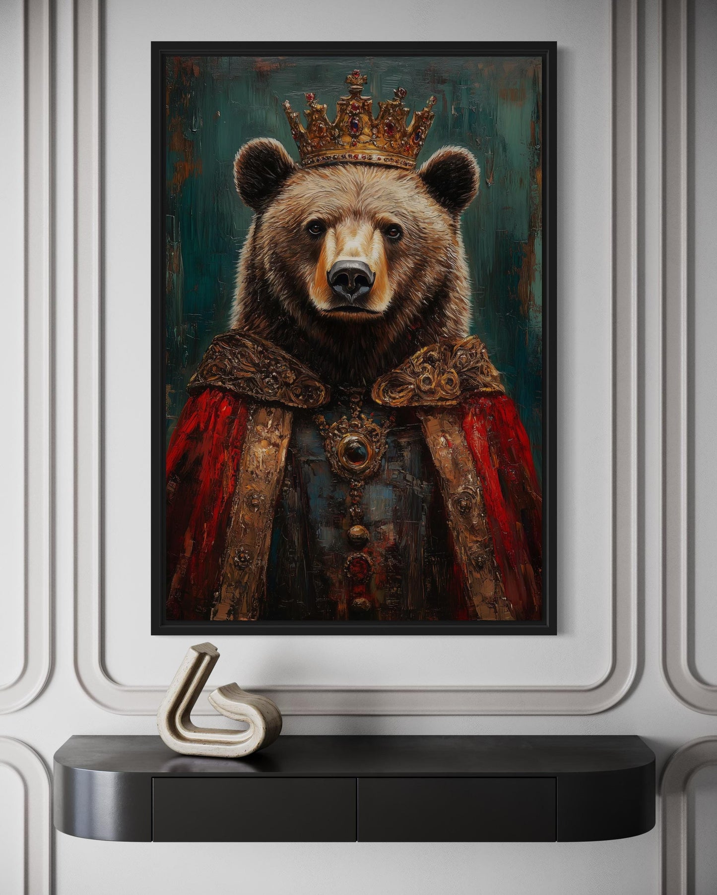 Bear With Crown And Robe Victorian Portrait Wall Art
