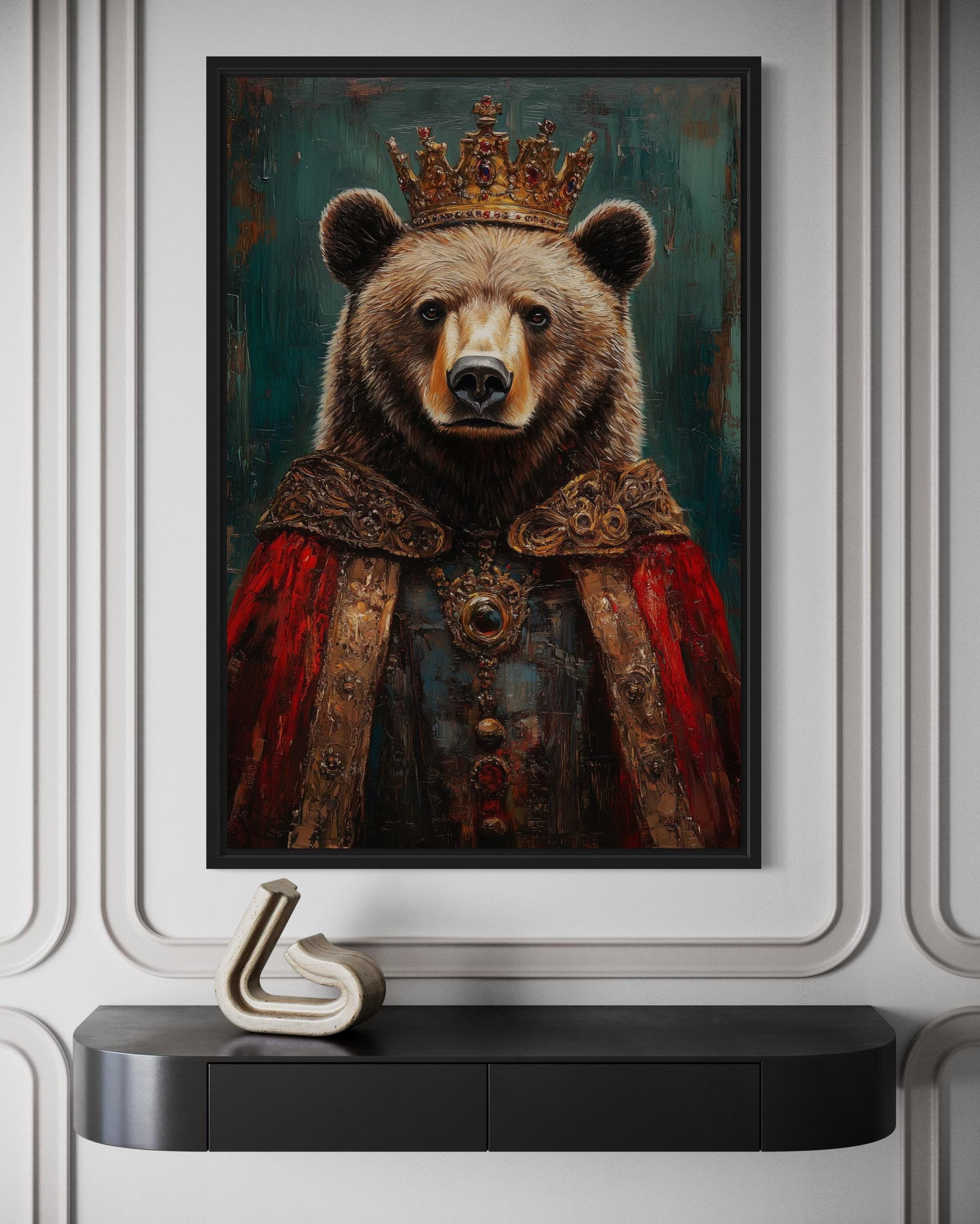 Bear With Crown And Robe Victorian Portrait Wall Art