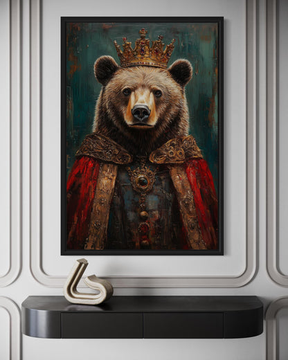 Bear With Crown And Robe Victorian Portrait Wall Art