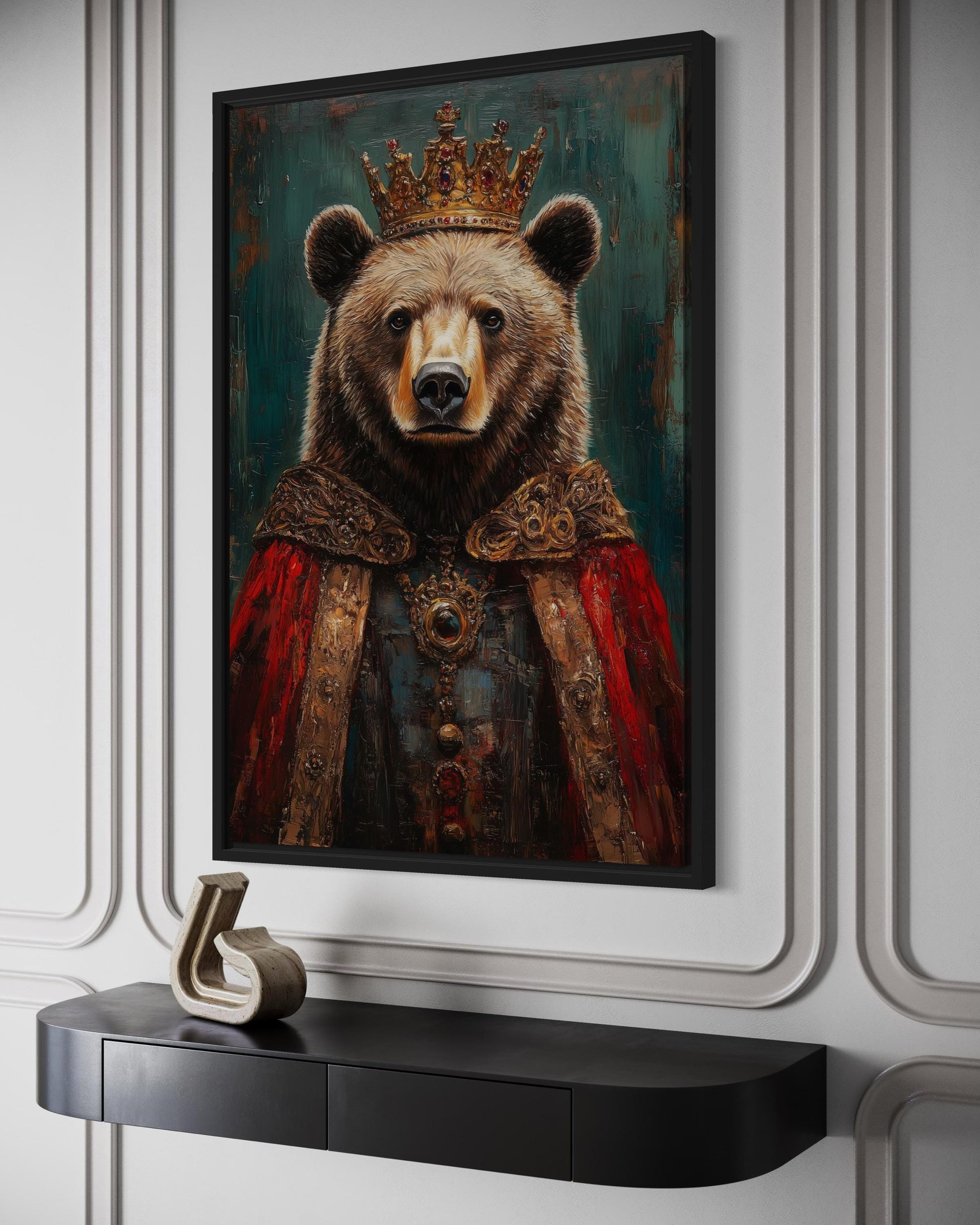 Bear With Crown And Robe Victorian Portrait Wall Art