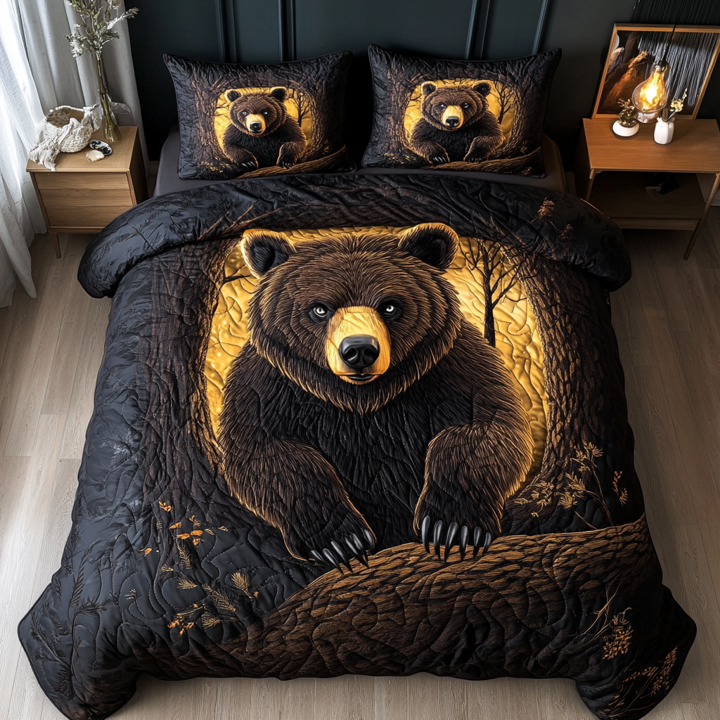 Bear Haven 3-Piece Quilted Bedding Set - Single (59" x 70")