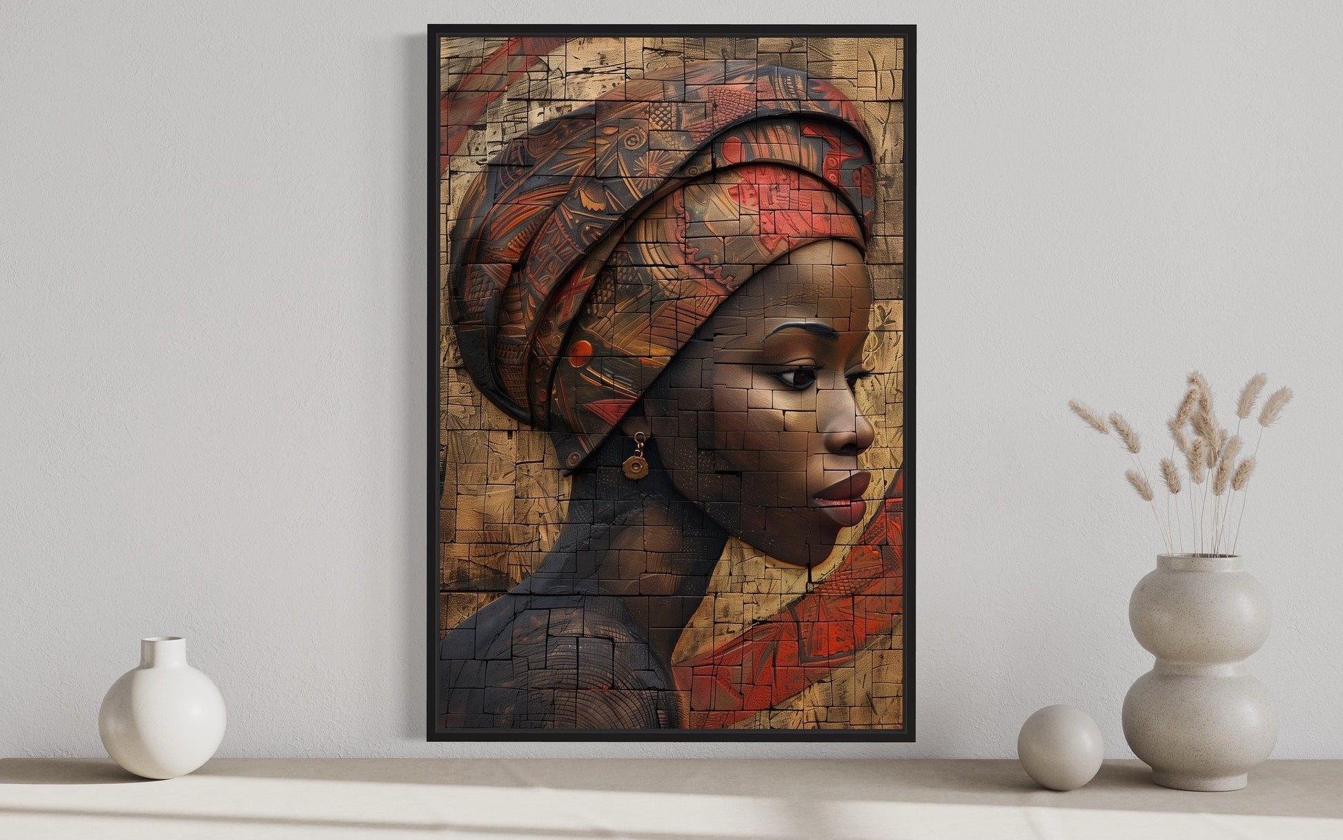 Beautiful African American Woman Framed Canvas Wall Art