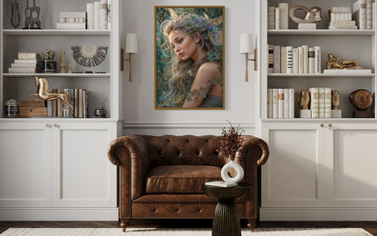 Beautiful Fairy Watercolor Portrait Framed Canvas Wall Art
