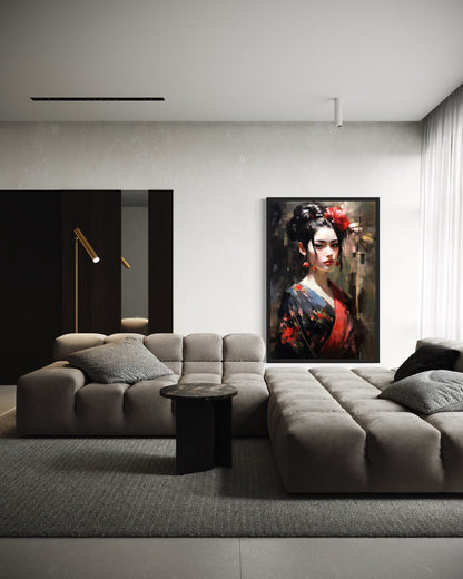 Beautiful Geisha Framed Canvas Wall Art