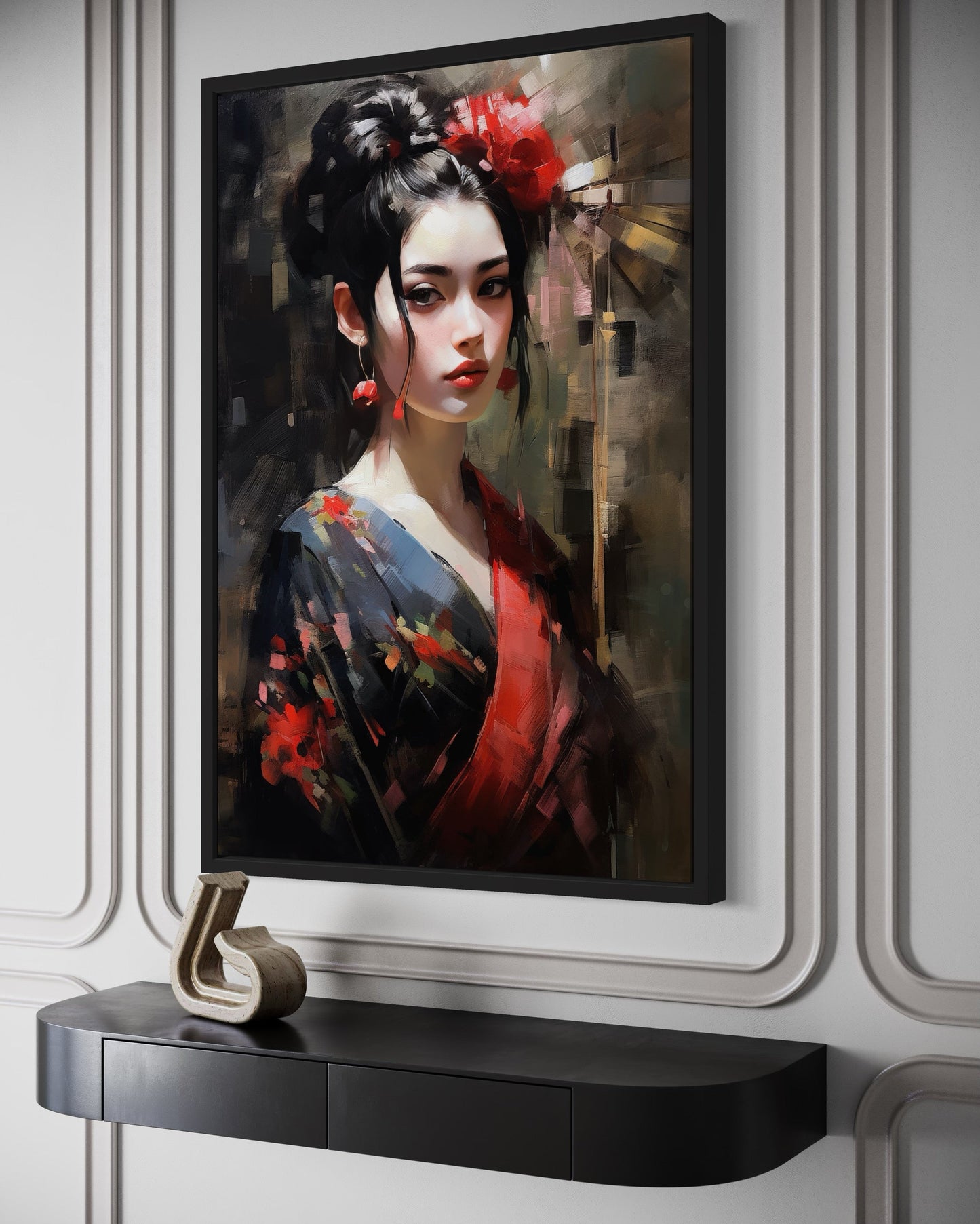 Beautiful Geisha Framed Canvas Wall Art