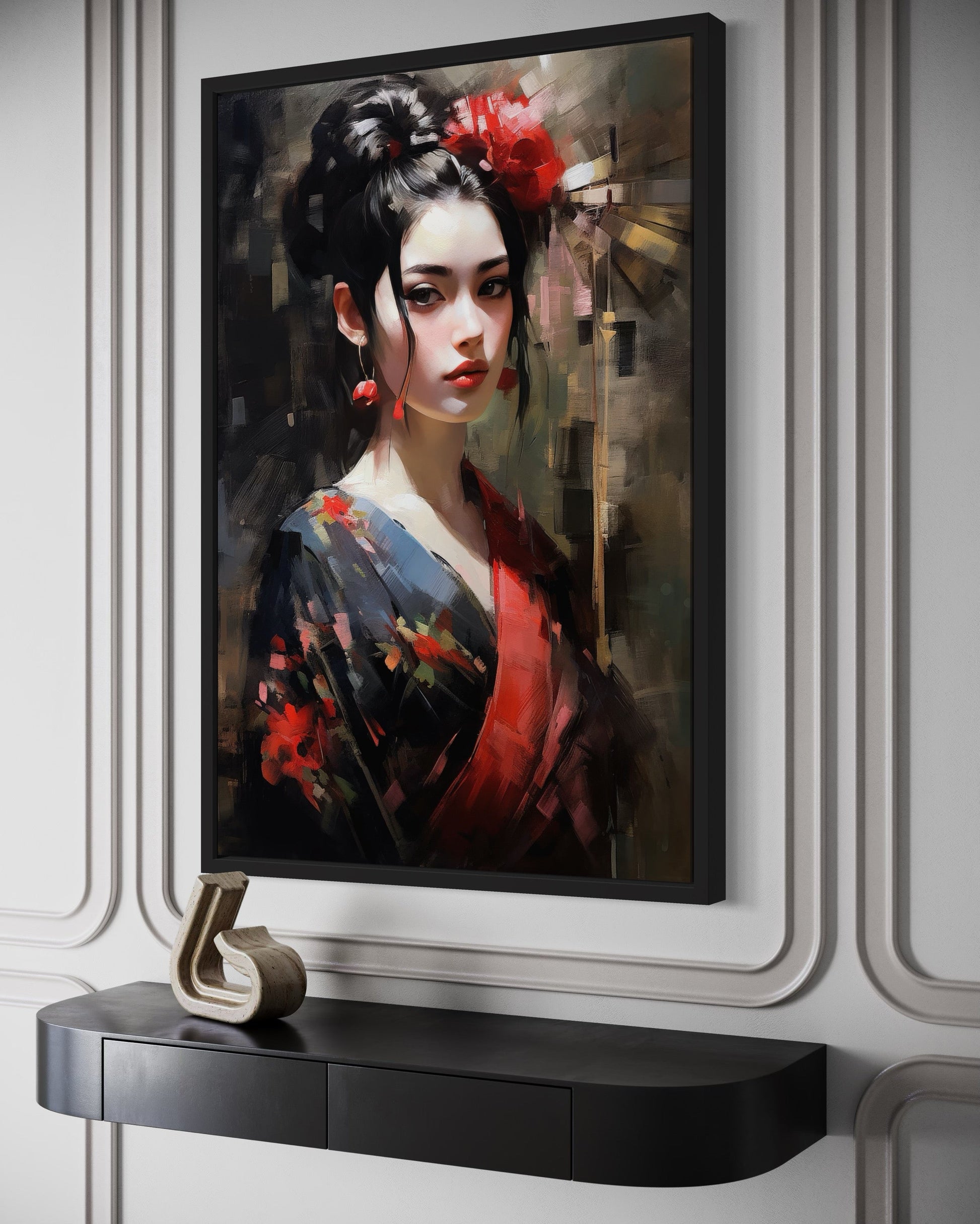 Beautiful Geisha Framed Canvas Wall Art