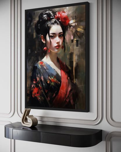 Beautiful Geisha Framed Canvas Wall Art