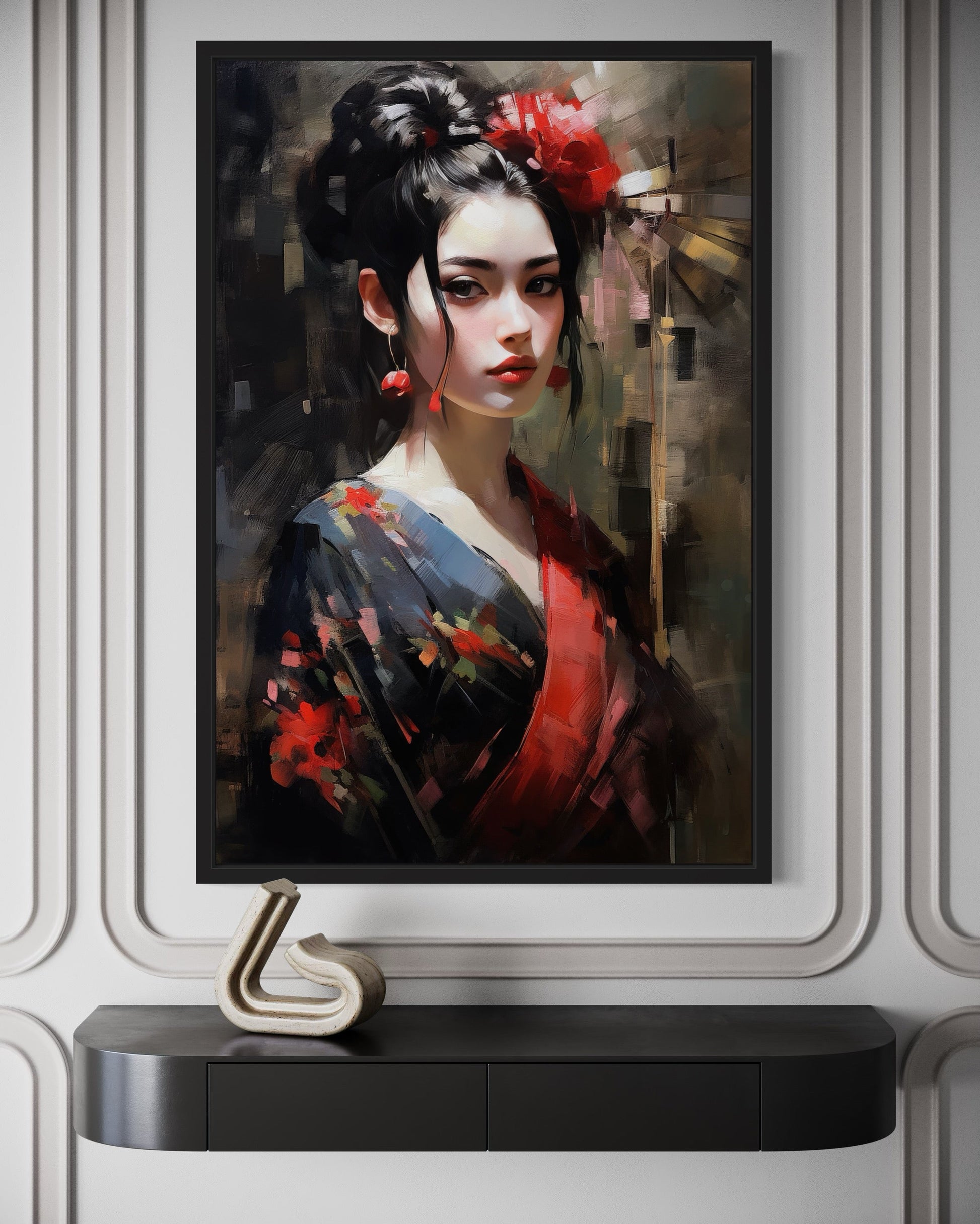 Beautiful Geisha Framed Canvas Wall Art