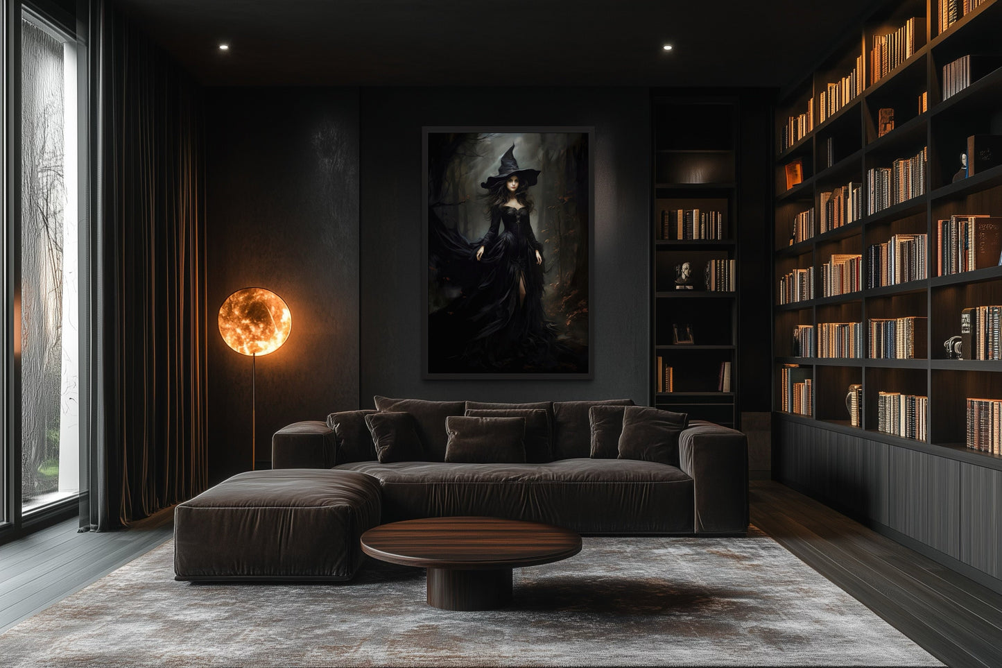 Beautiful Witch In Dark Forest Gothic Wall Decor Canvas Wall Art