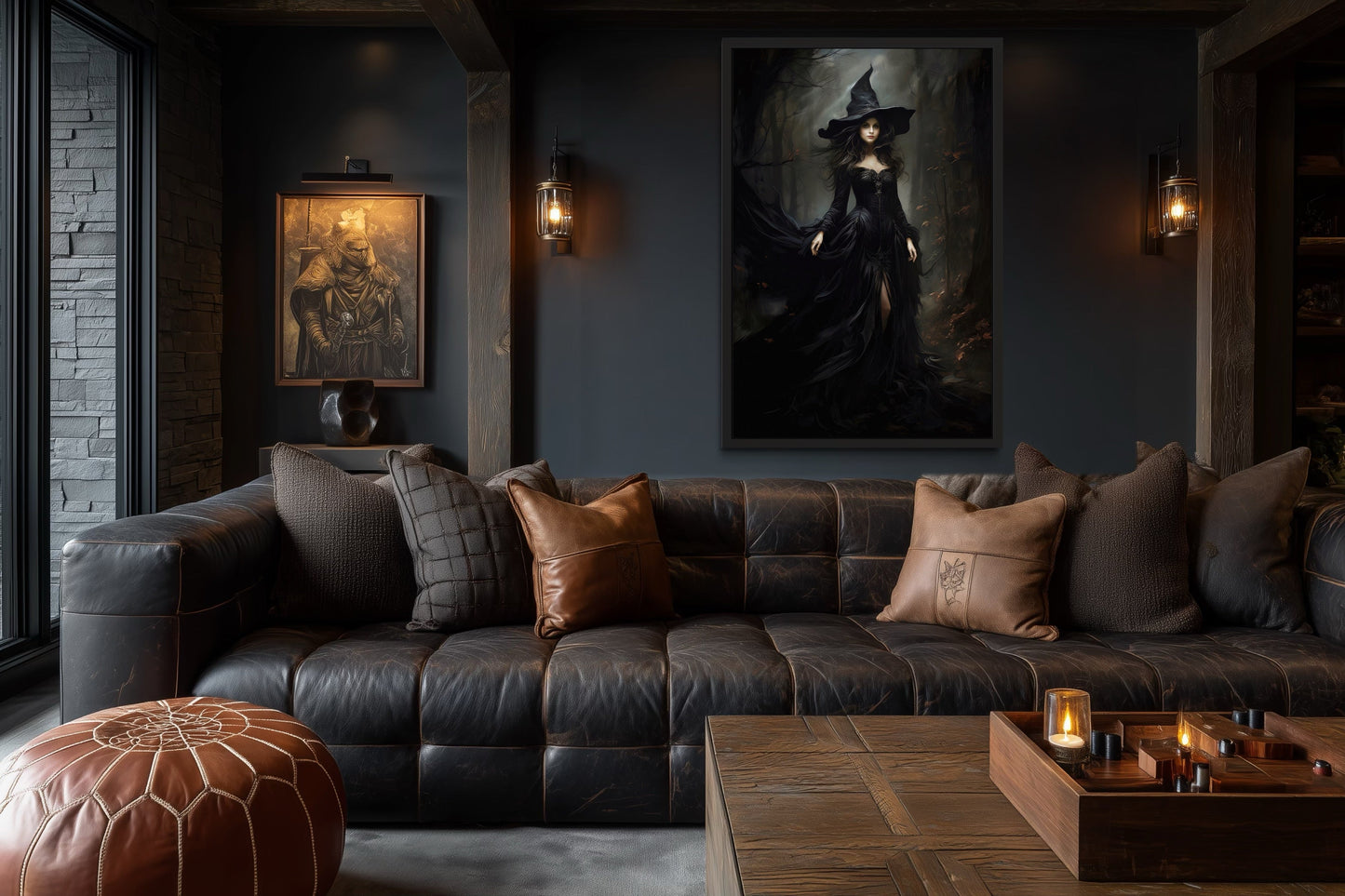 Beautiful Witch In Dark Forest Gothic Wall Decor Canvas Wall Art
