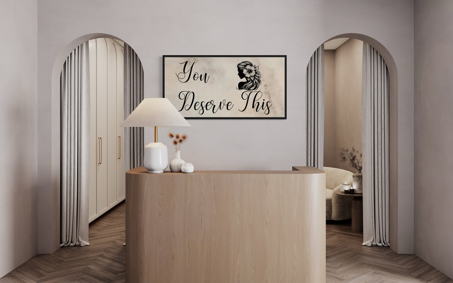 Beauty Salon Wall Art – Framed Canvas With Motivational Salon Sign | Elegant Spa Decor
