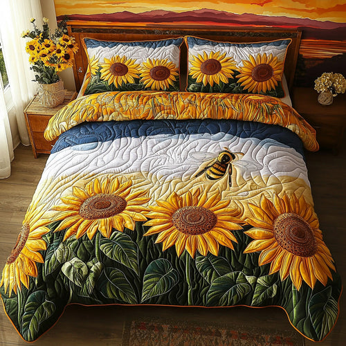 Bee Bloom 3-Piece Quilted Bedding Set - Single (59" x 70")