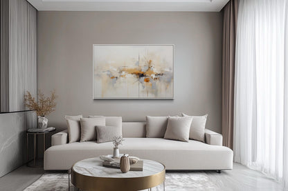 Beige Grey Brown Neutral Abstract Modern Minimalist Canvas Print