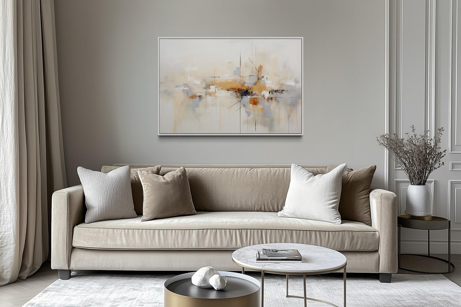Beige Grey Brown Neutral Abstract Modern Minimalist Canvas Print