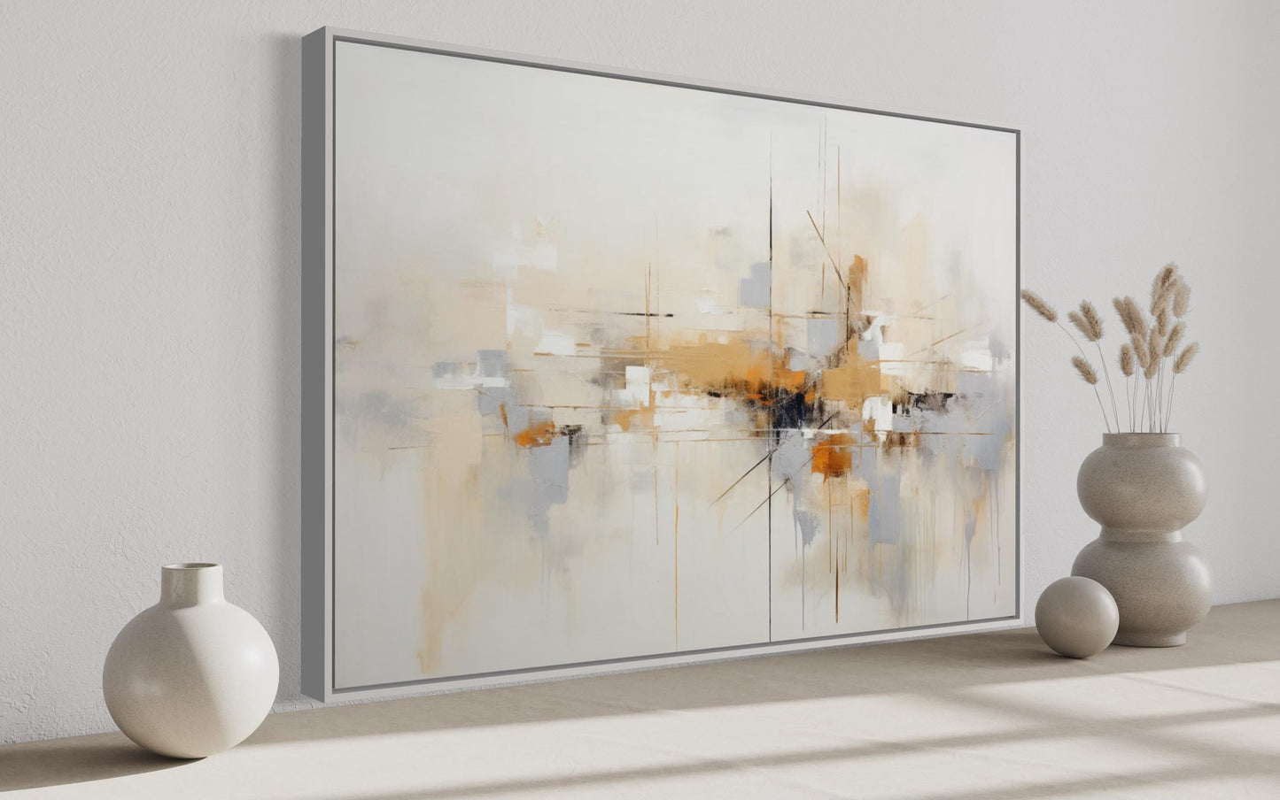 Beige Grey Brown Neutral Abstract Modern Minimalist Canvas Print