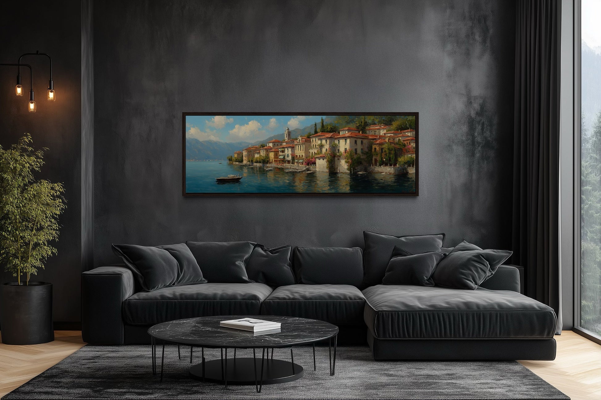 Bellagio Lake Como Framed Canvas Wall Art