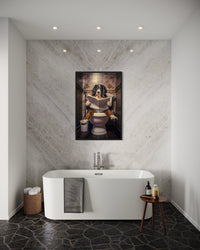 Bernese Mountain Dog On The Toilet Reading Newspaper Picture Canvas Wall Art