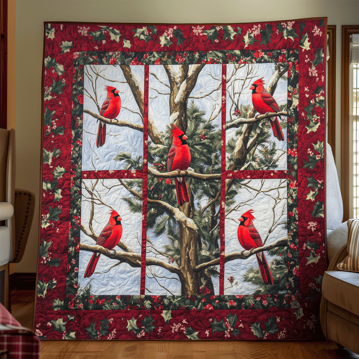 Berry Branch Bliss Quilted Blanket - Throw (55" x 60")